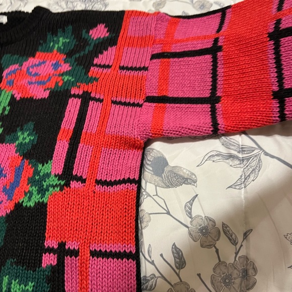 Vintage 80’s Hand Knit Gallagher Pink Floral Size L - Picture 4 of 9